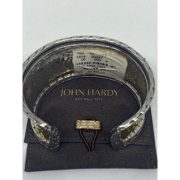 John Hardy Palu 1.5" Wide 22k Gold Sterling Silver Palu 6.5" Bracelet Cuff - Picture 9 of 12